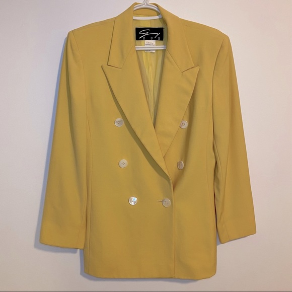 Vintage Jackets & Blazers - Vintage Bright Yellow Italian Wool Blazer